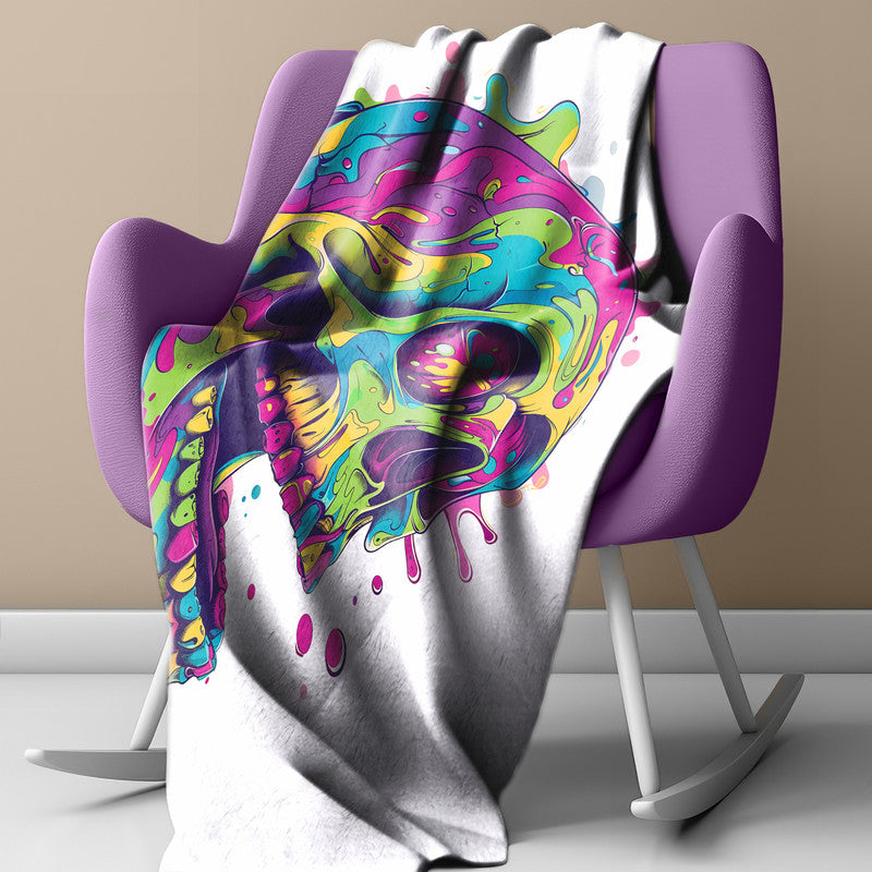 Trippy Cartoon Skull Light Weight Fleece by Wikus Schalkwyk