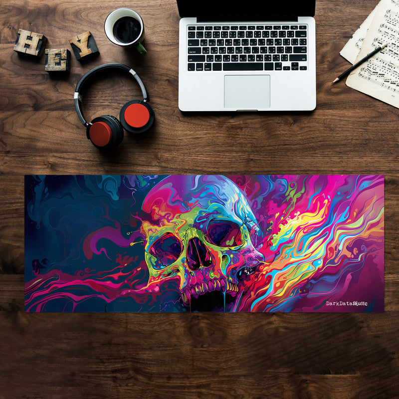 Trippy Colours Cartoon Skull Desk Pad by Wikus Schalkwyk