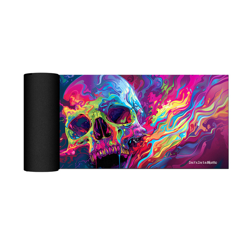 Trippy Colours Cartoon Skull Desk Pad by Wikus Schalkwyk
