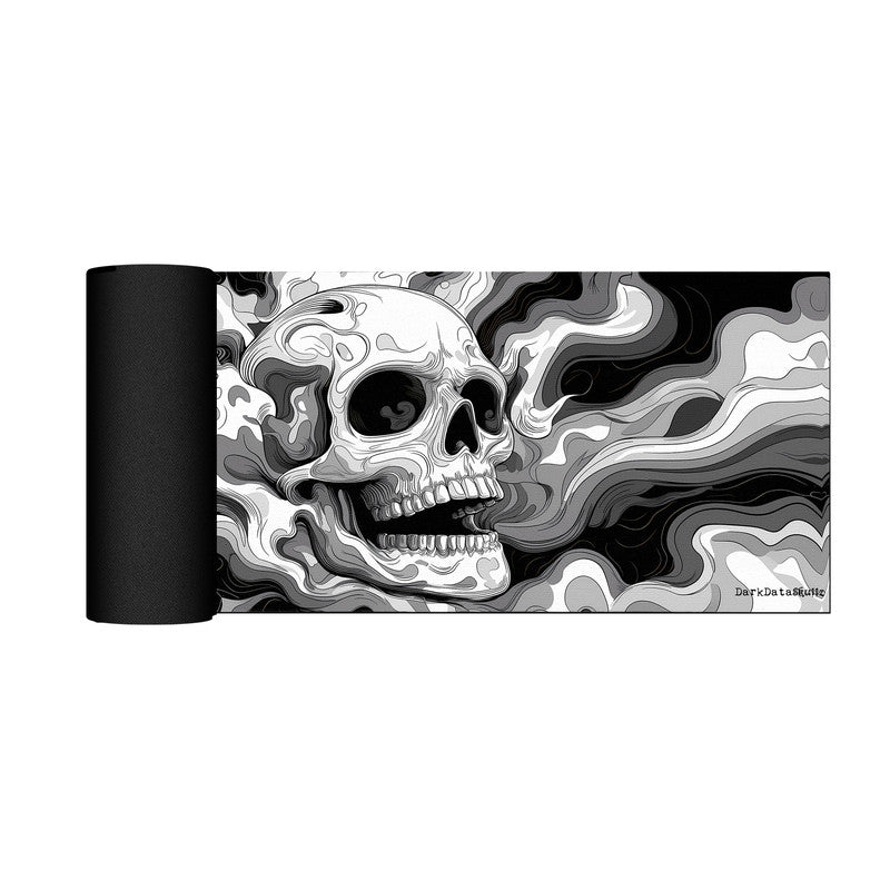 Trippy Skull Black White Desk Pad by Wikus Schalkwyk