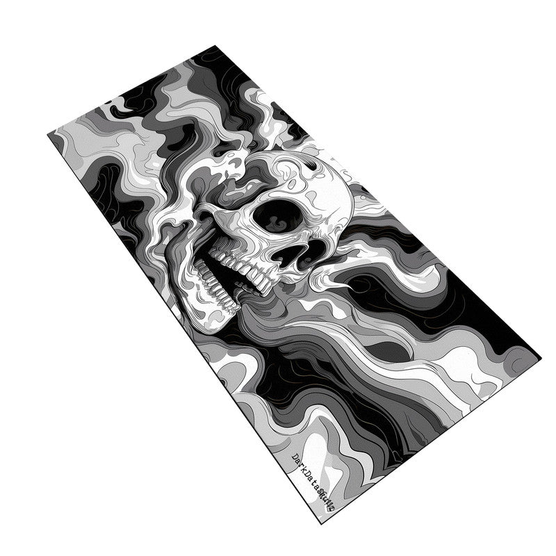 Trippy Skull Black White Desk Pad by Wikus Schalkwyk