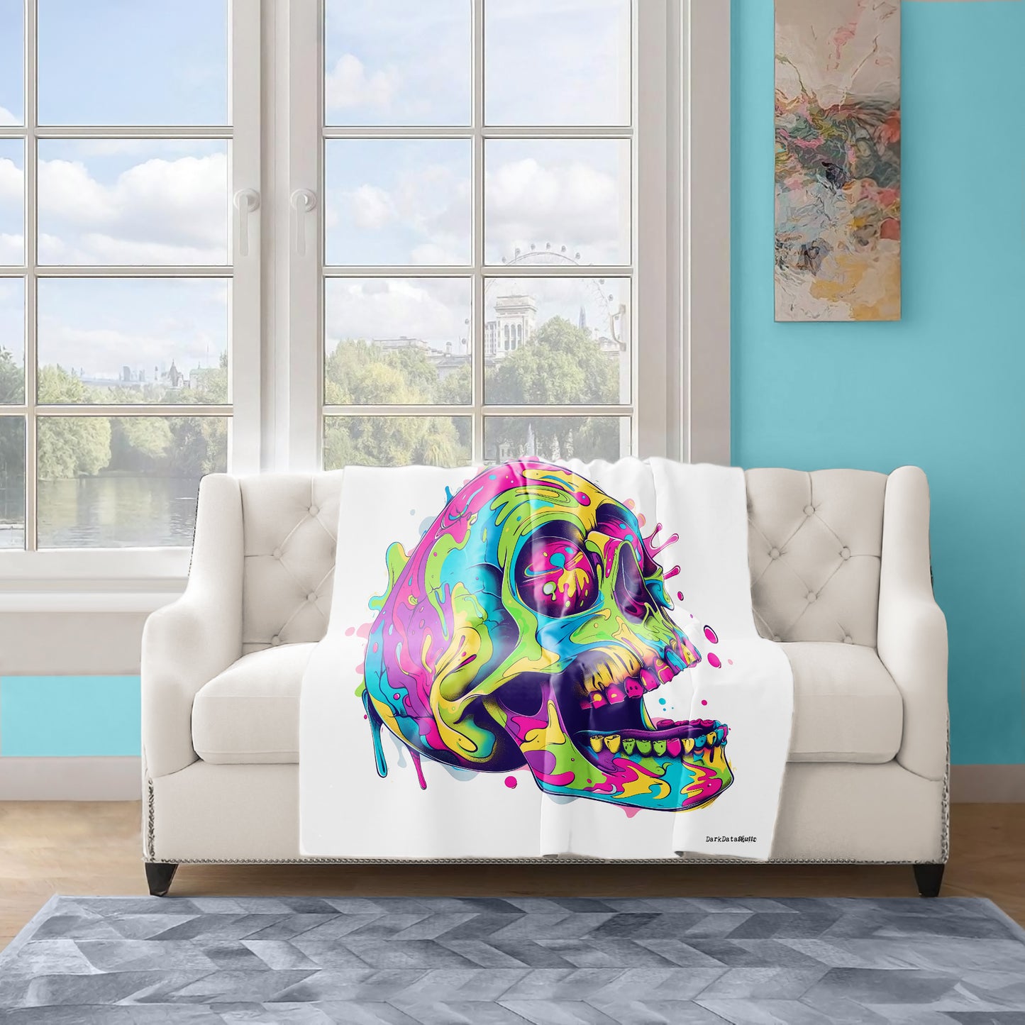 Trippy Cartoon Skull Light Weight Fleece by Wikus Schalkwyk