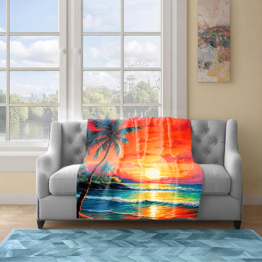 Tropical Sunset Light Weight Fleece Blanket