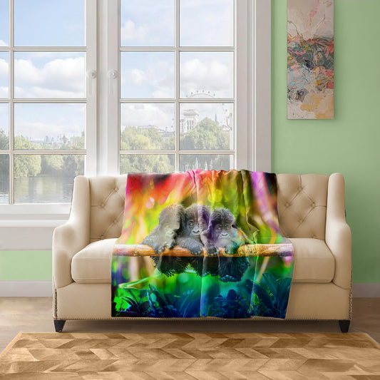 Tropical Baby Gorilla Light Weight Fleece Blanket