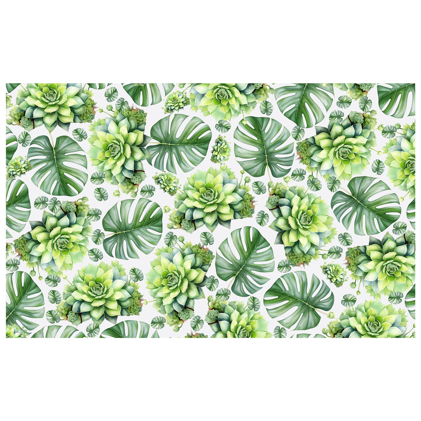 Tropical Leaves & Succulents Rectangle Tablecloth By Mark Van Vuuren