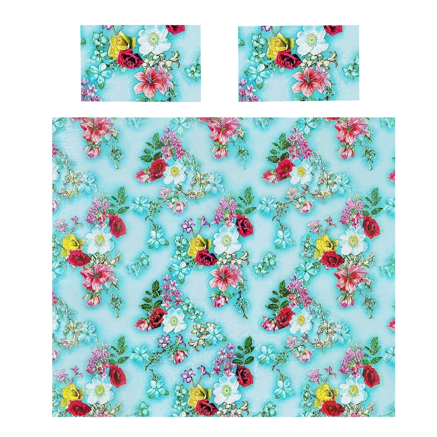 Turqoise Floral Essence Duvet Cover Set