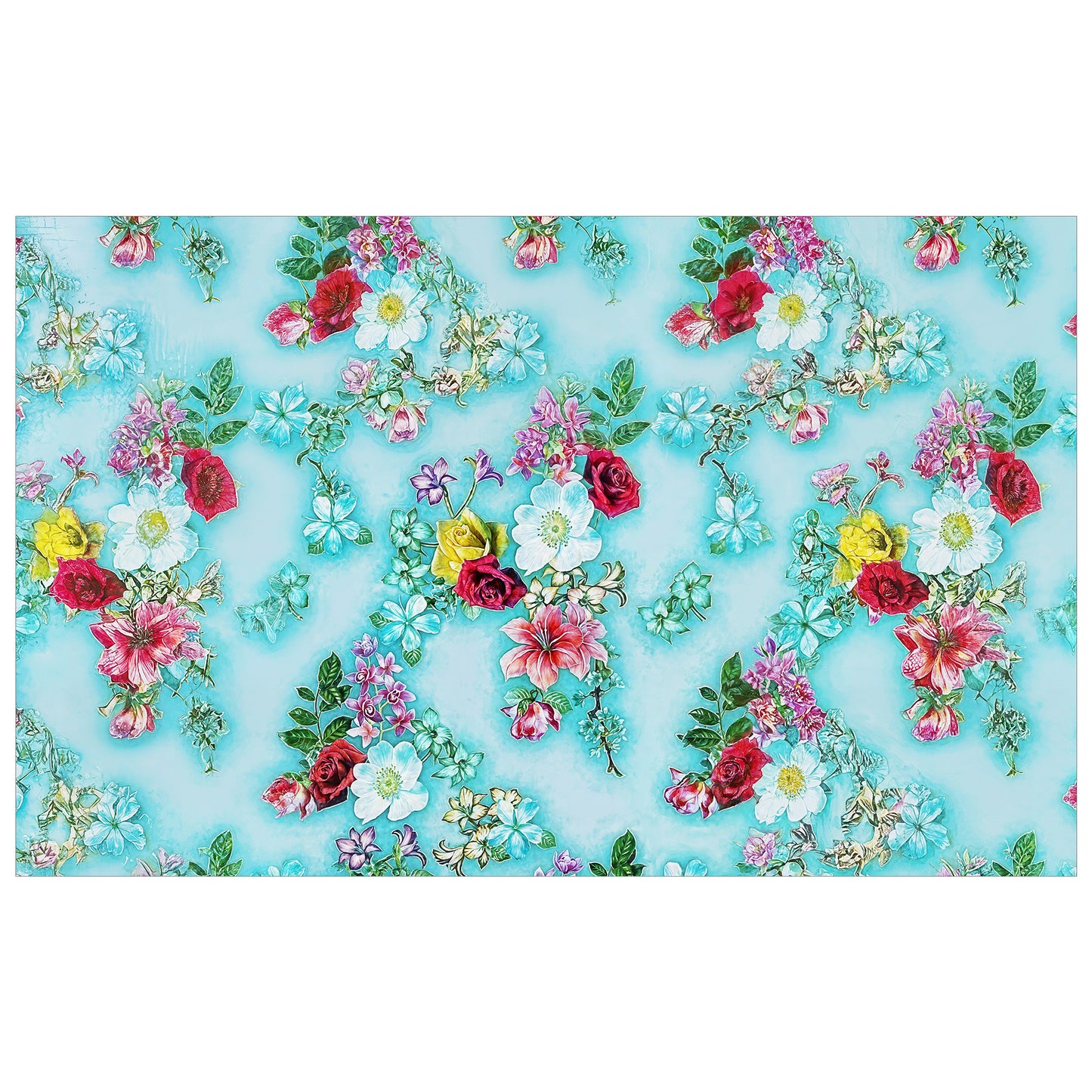 Turqoise Floral Essence Rectangle Tablecloth
