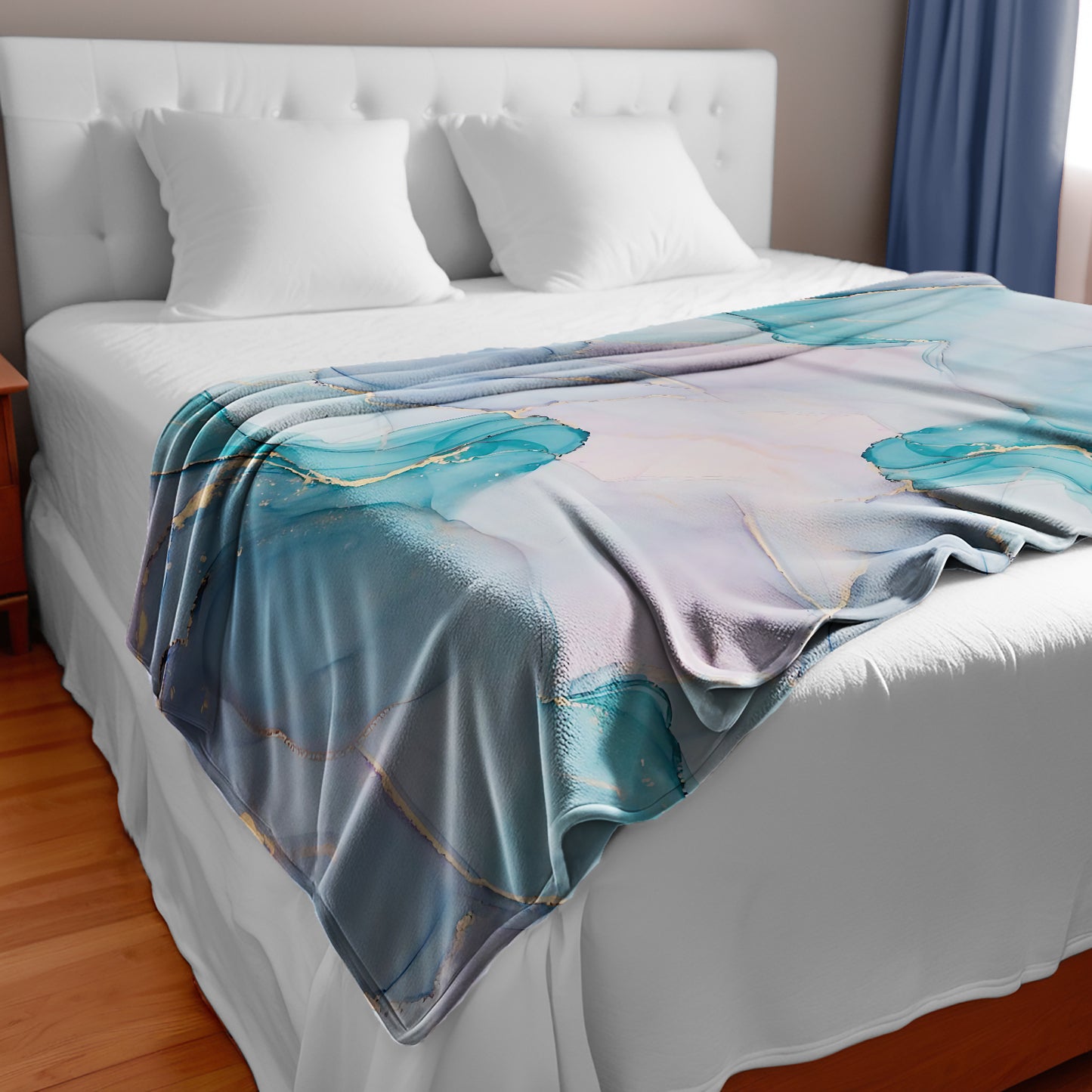 Turquoise and Purple Light Bed Throw