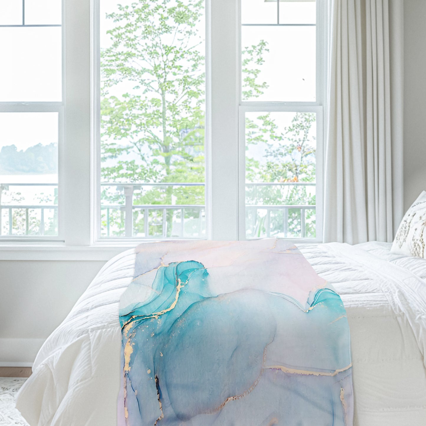 Turquoise and Purple Light Bed Throw