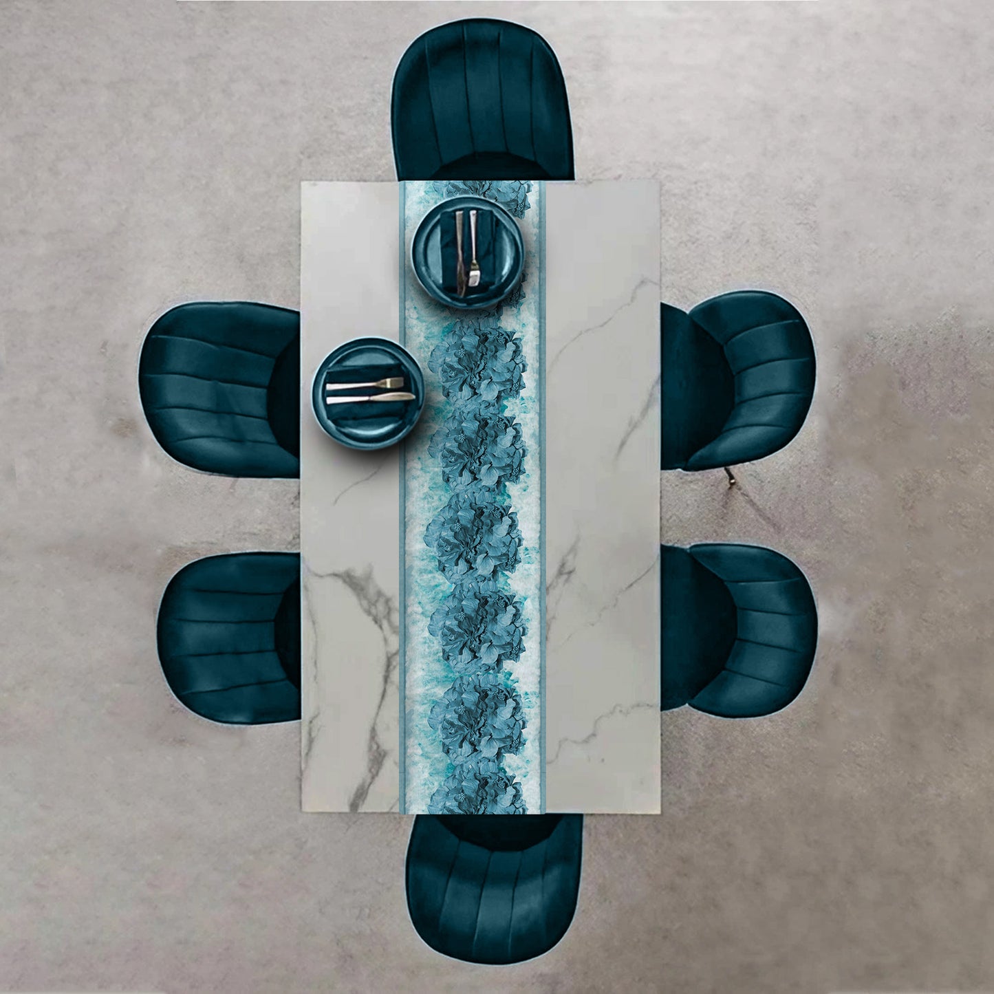 Turquoise Floral Table Runner