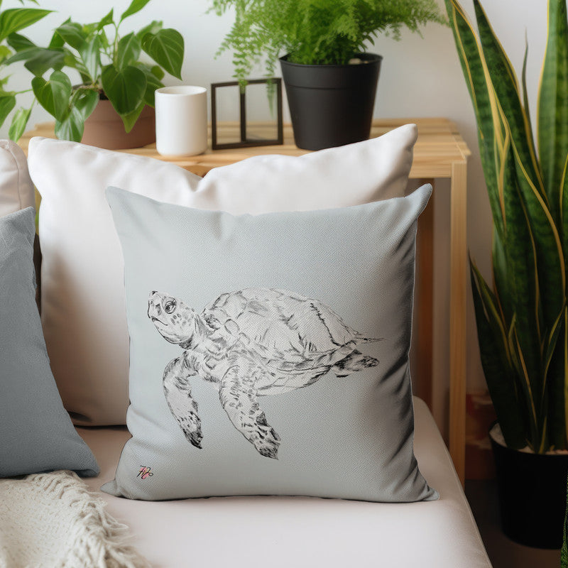 Turtle Sketch Left on Grey Luxury Scatter by Fifo