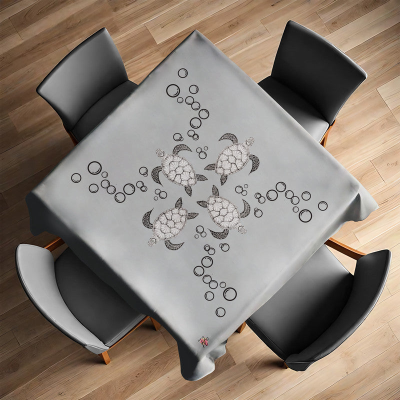 Turtle View on Grey Square Tablecloth by Fifo