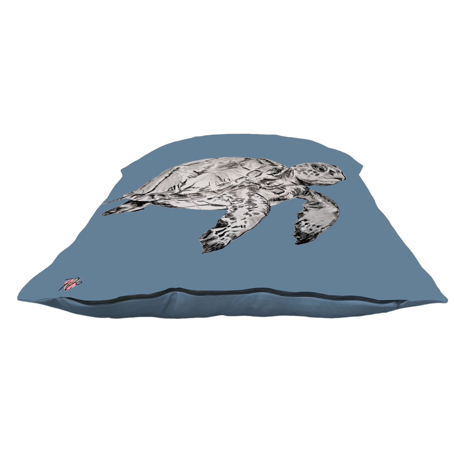 Turtle Sketch Right On Smokey Blue Luxury Scatter by Fifo