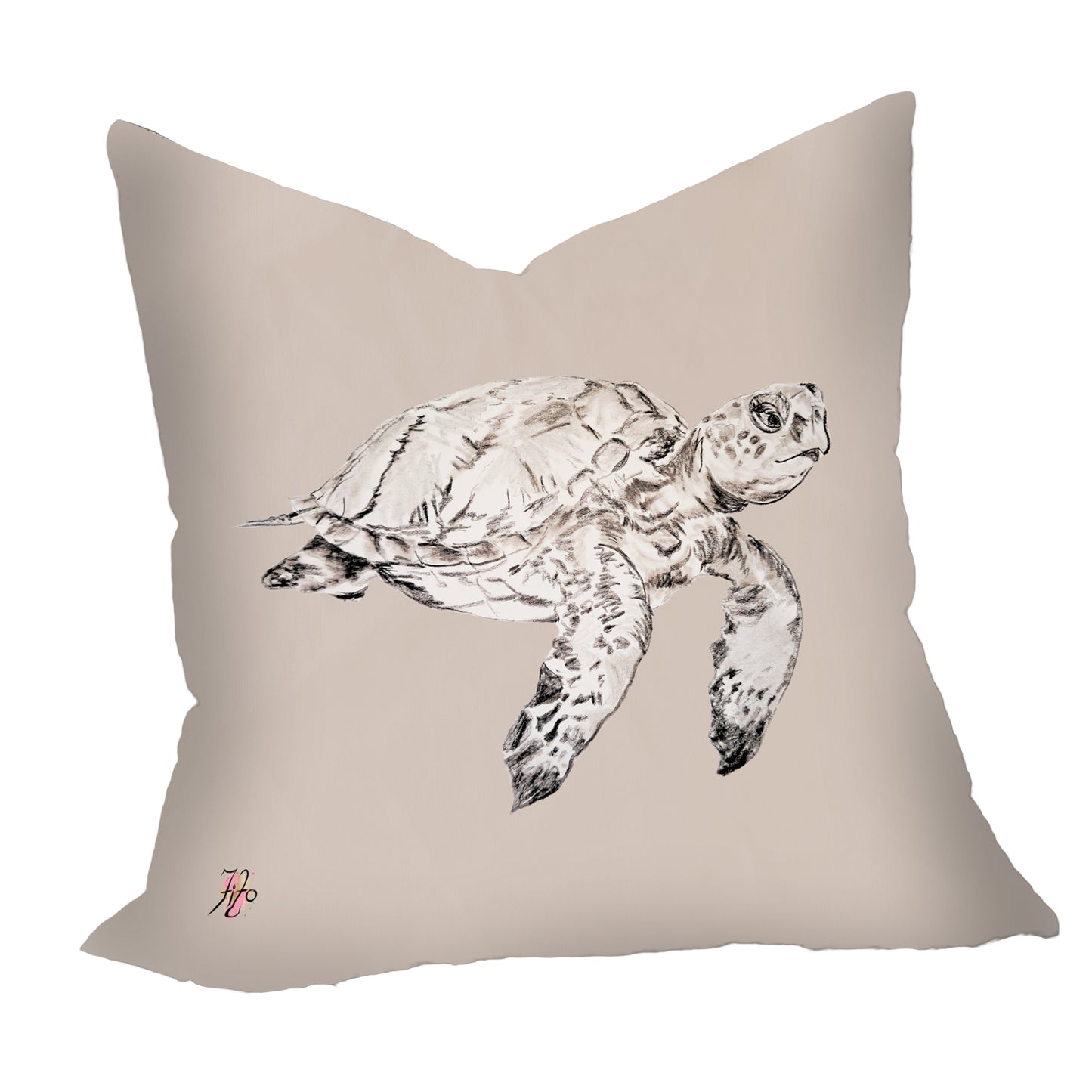 Turtle Sketch Right On Taupe Luxury Scatter by Fifo