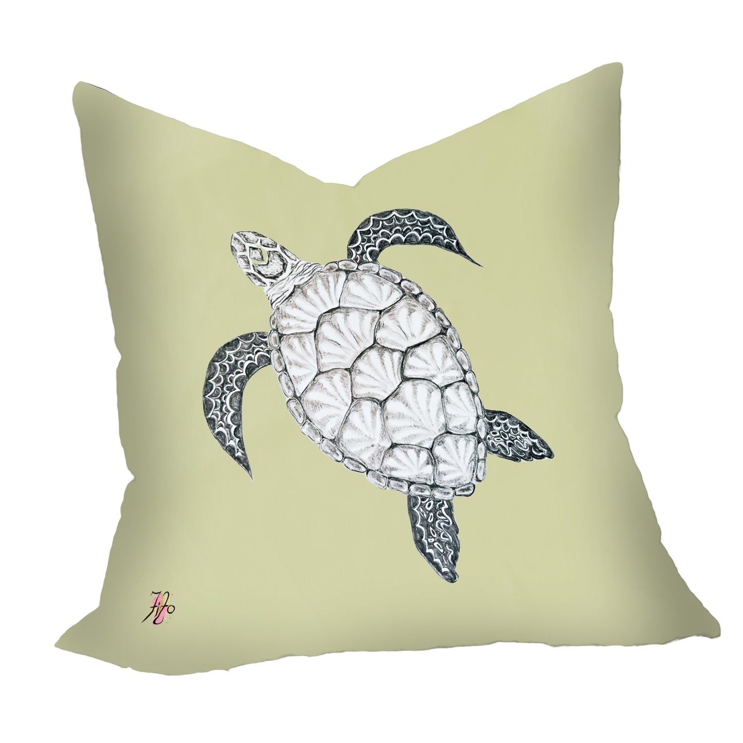 Turtle View Left On Chartreuse Luxury Scatter by Fifo