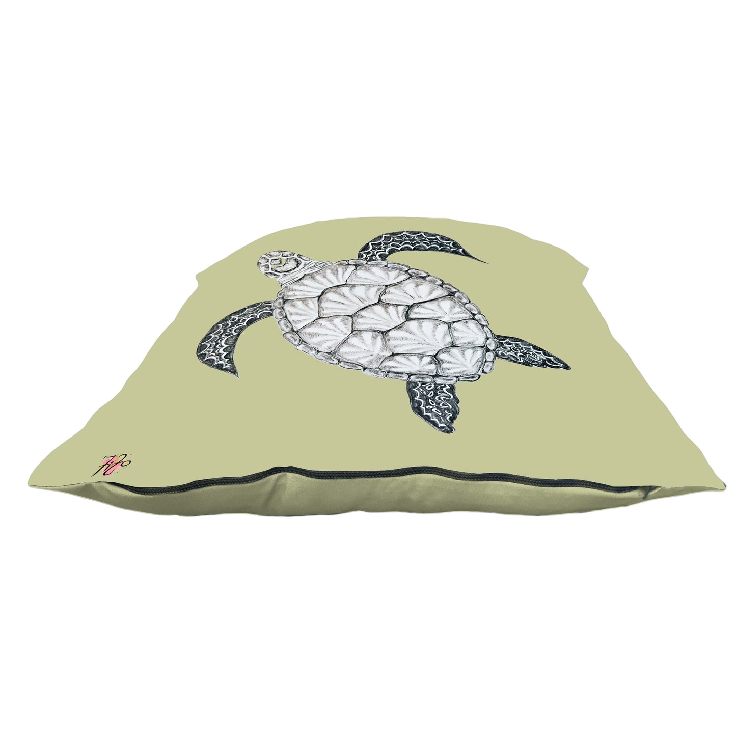Turtle View Left On Chartreuse Luxury Scatter by Fifo