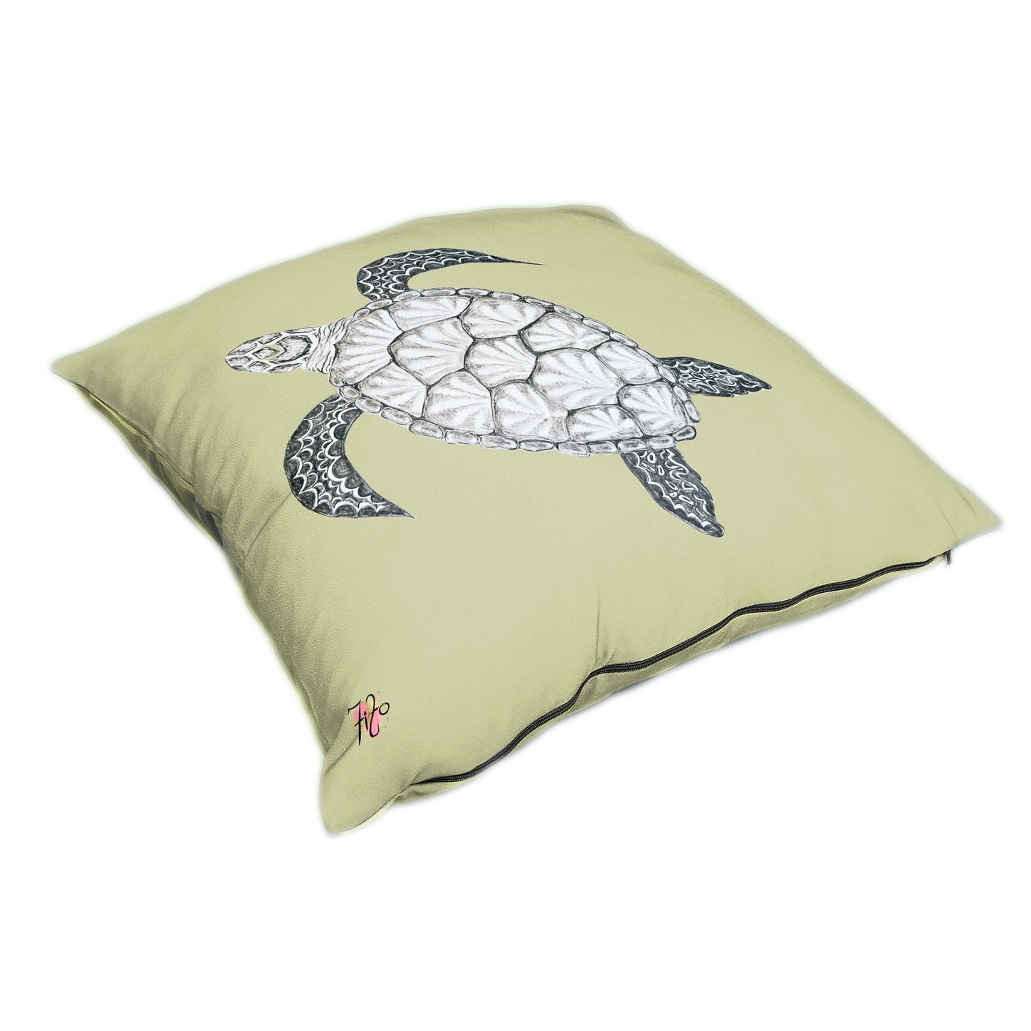 Turtle View Left On Chartreuse Luxury Scatter by Fifo
