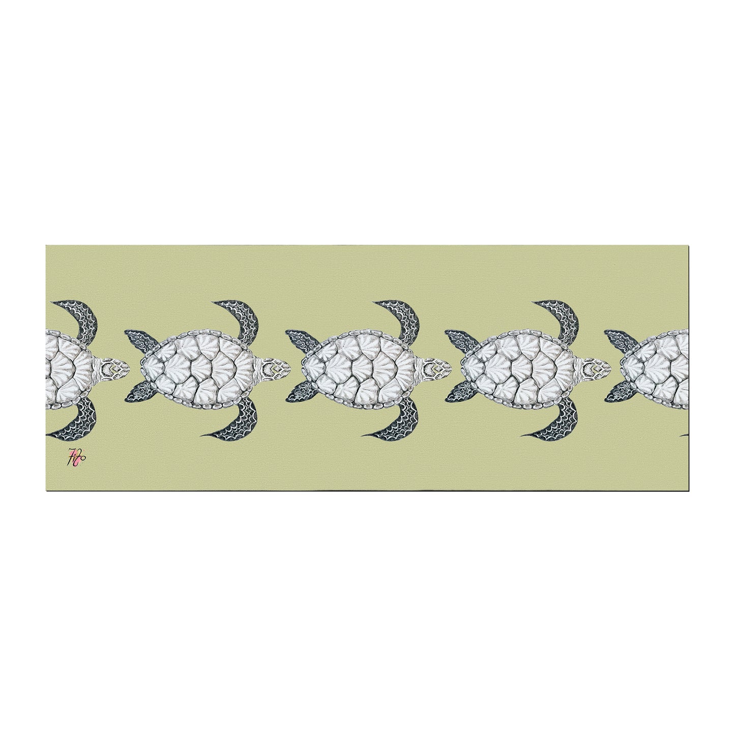 Turtle View On Chartreuse Desk Pad by Fifo