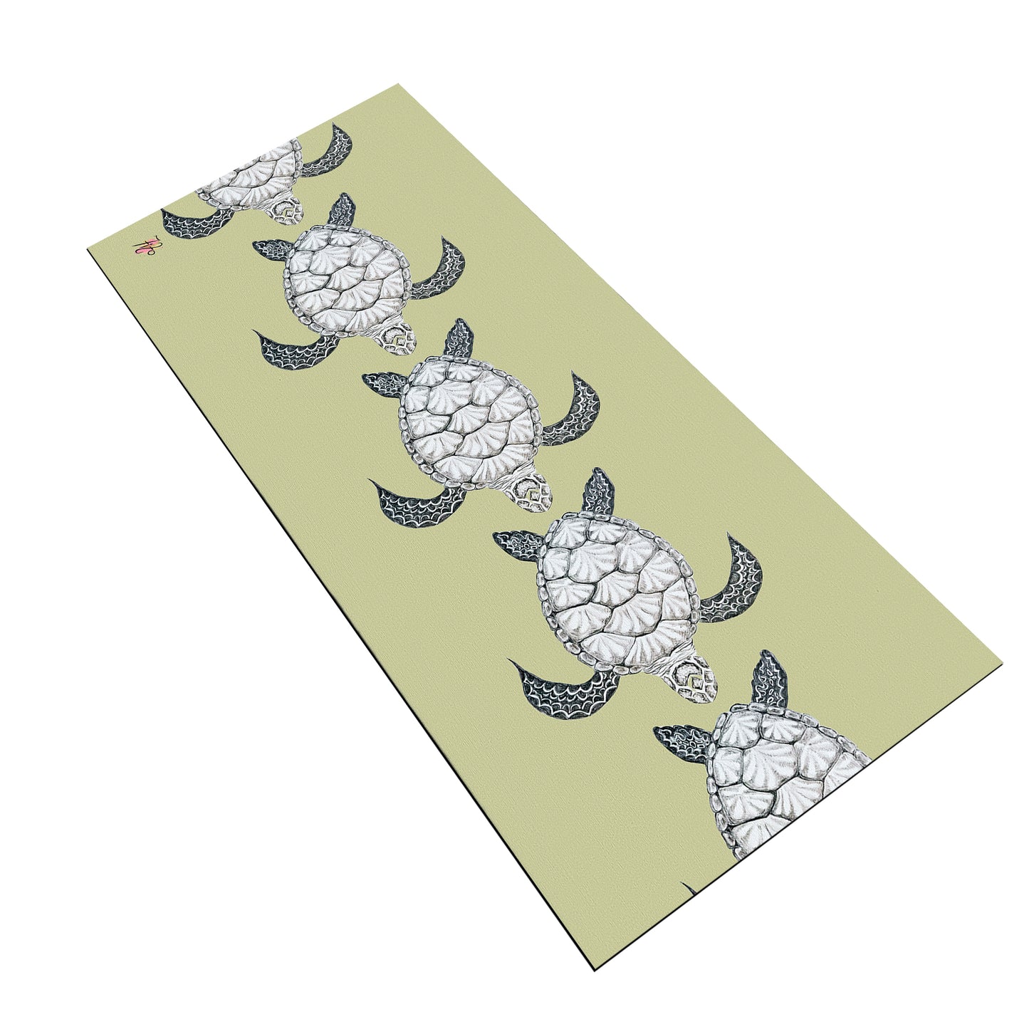 Turtle View On Chartreuse Desk Pad by Fifo