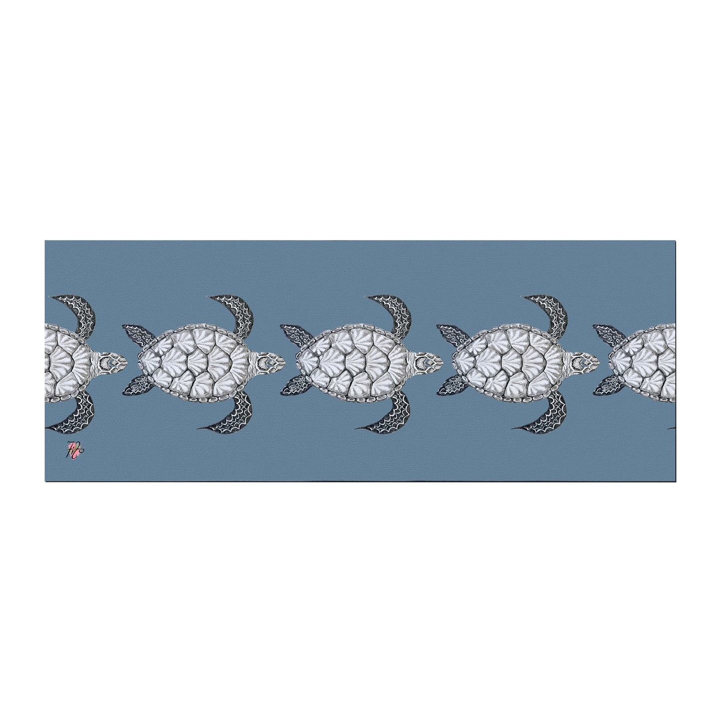 Turtle View On Smokey Blue Desk Pad by Fifo
