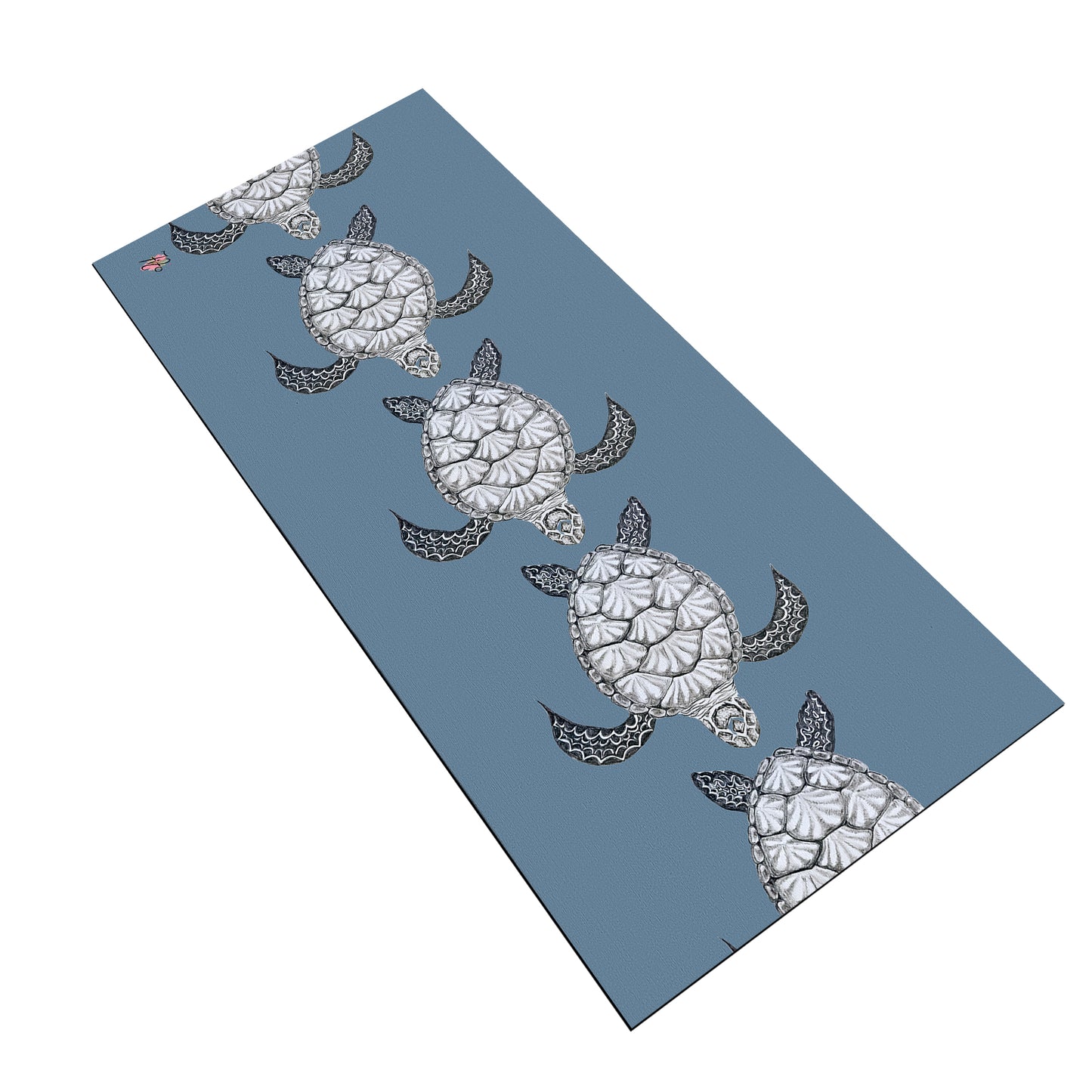 Turtle View On Smokey Blue Desk Pad by Fifo