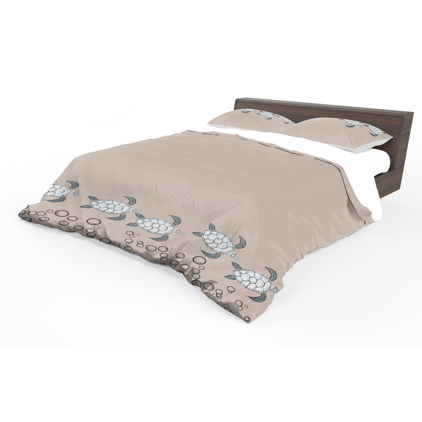 Turtle View On Taupe Duvet Cover Set by Fifo