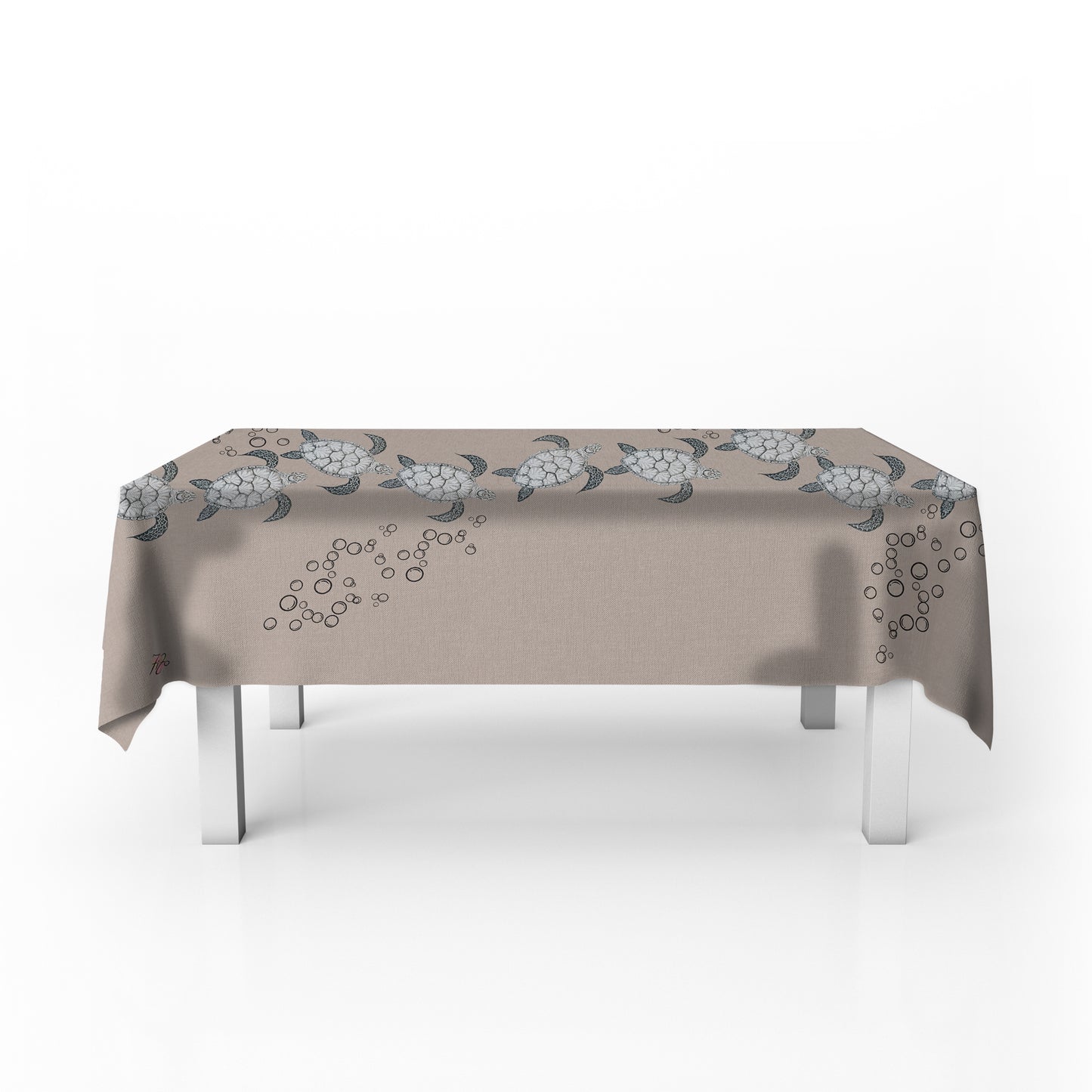 Turtle View On Taupe Rectangle Tablecloth by Fifo