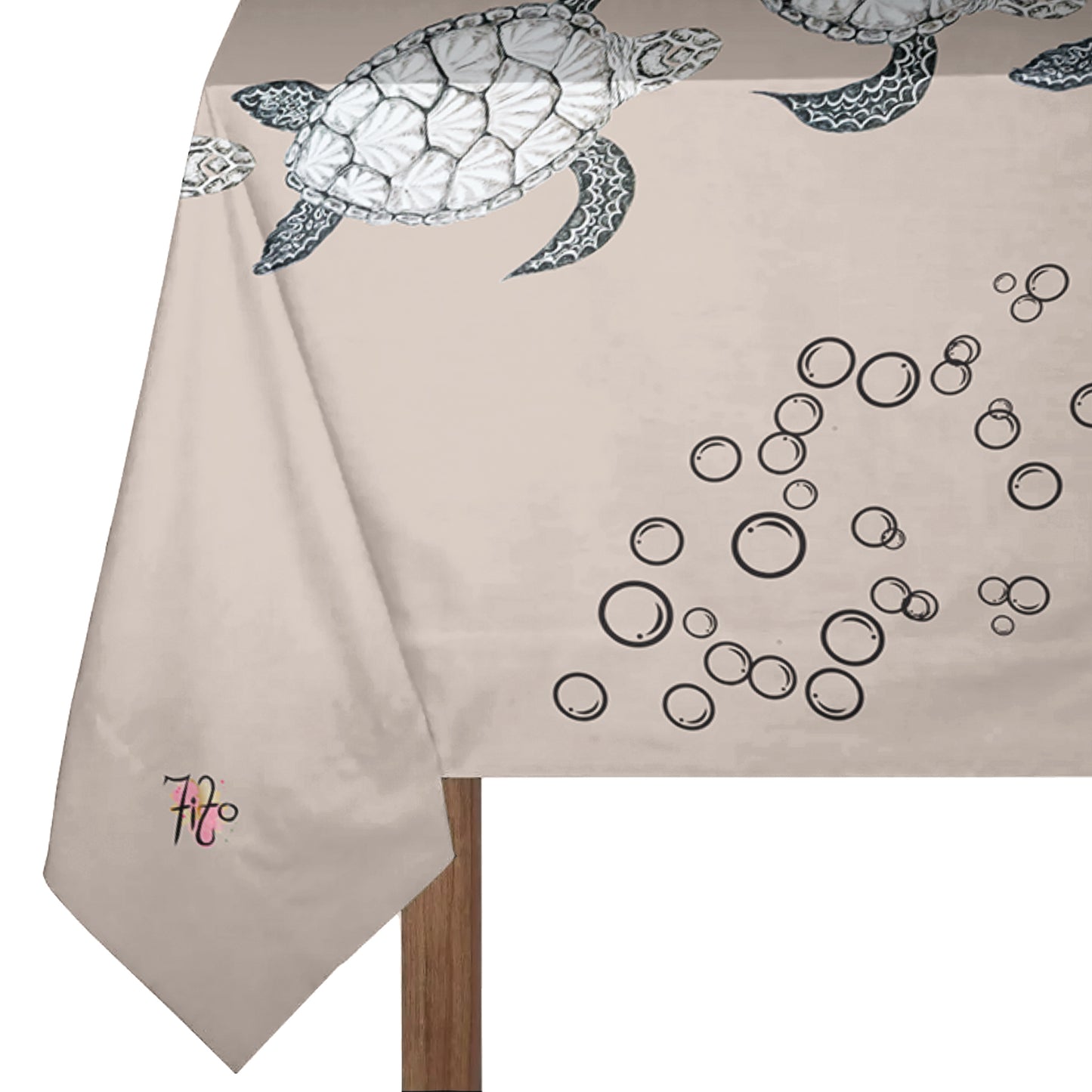 Turtle View On Taupe Rectangle Tablecloth by Fifo