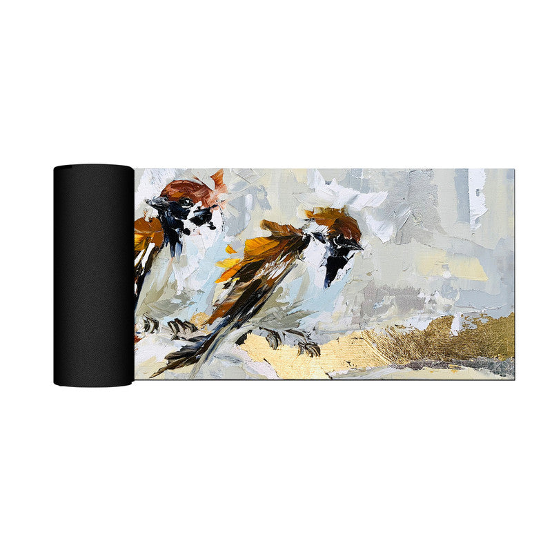 Two Sparrows on Branch Large Desk Pad By Juanette Menderoi