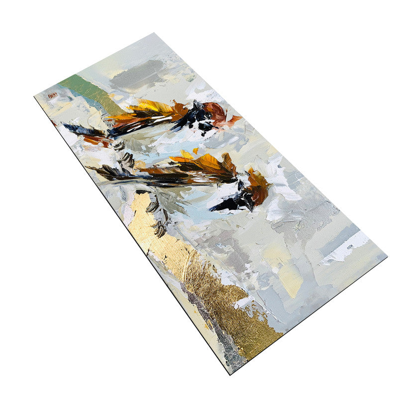 Two Sparrows on Branch Large Desk Pad By Juanette Menderoi