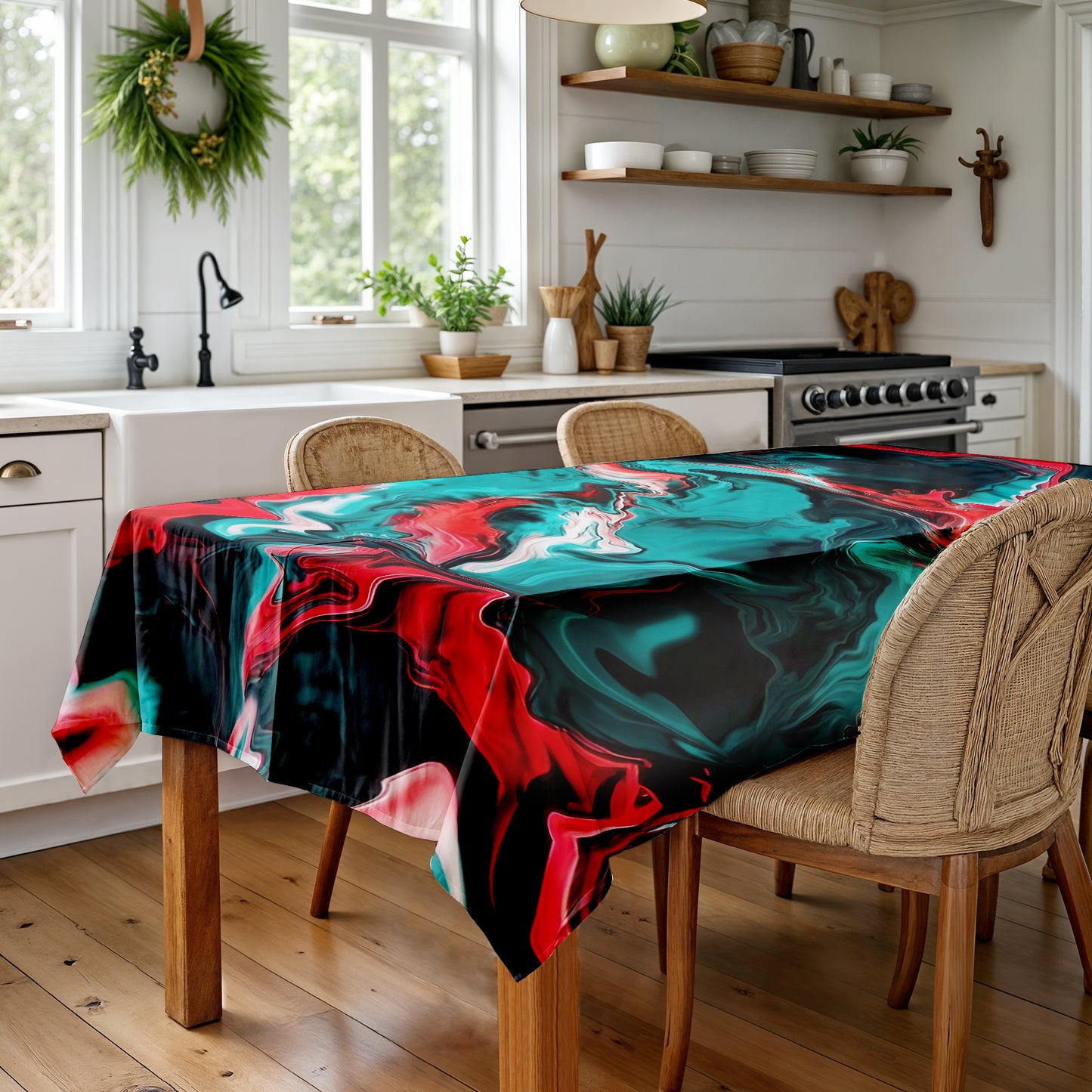 Two Tone Aurora Drift Rectangle Tablecloth