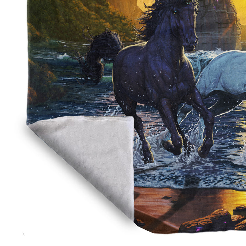 Unicorns on the Beach Light Weight Fleece by Vincent Hie