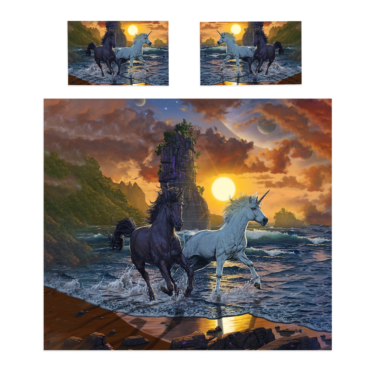 Unicorns on the Beach Duvet Cover Set By Vincent Hie