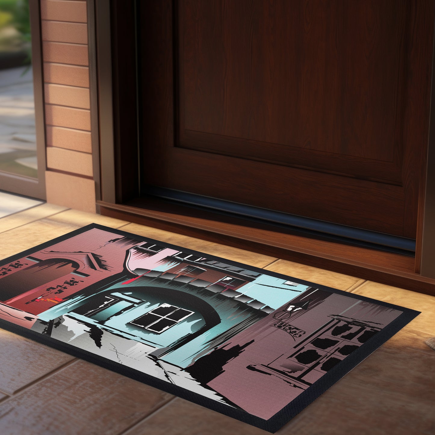 Vector Painted Houses Door Mat