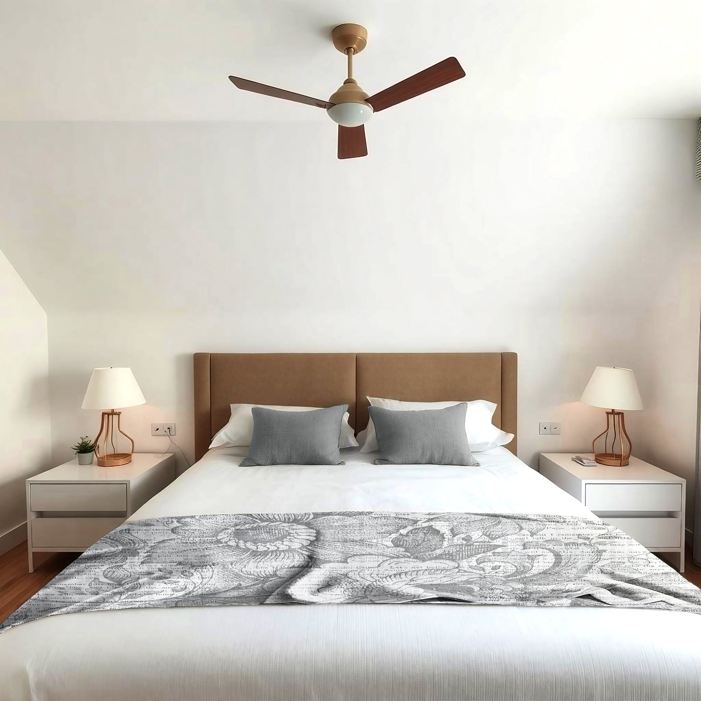 Vector Flowers on Words Light Bed Throw