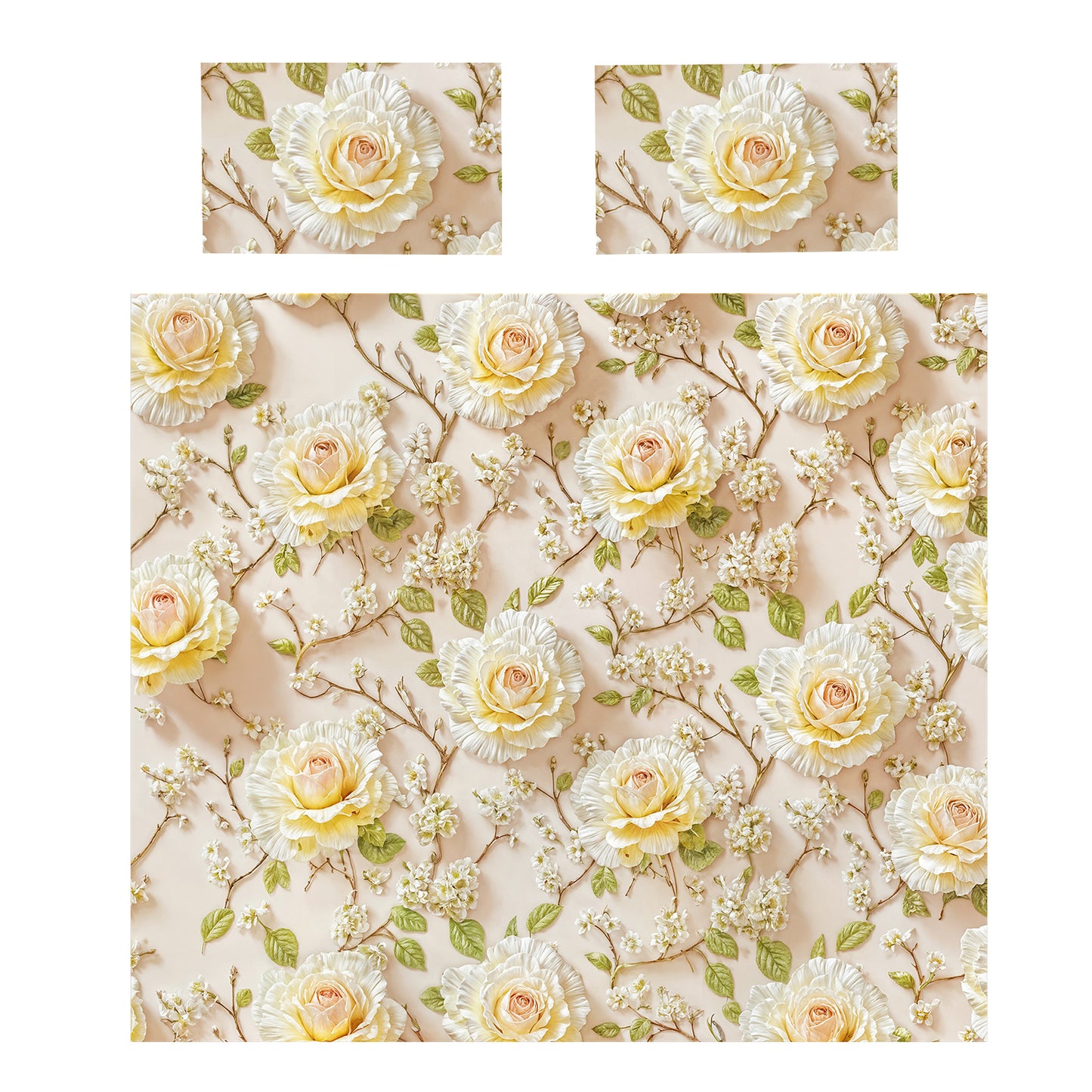 Veil of White Rose Duvet Cover Set