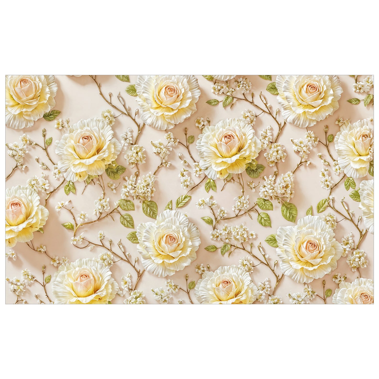 Veil of White Rose Rectangle Tablecloth