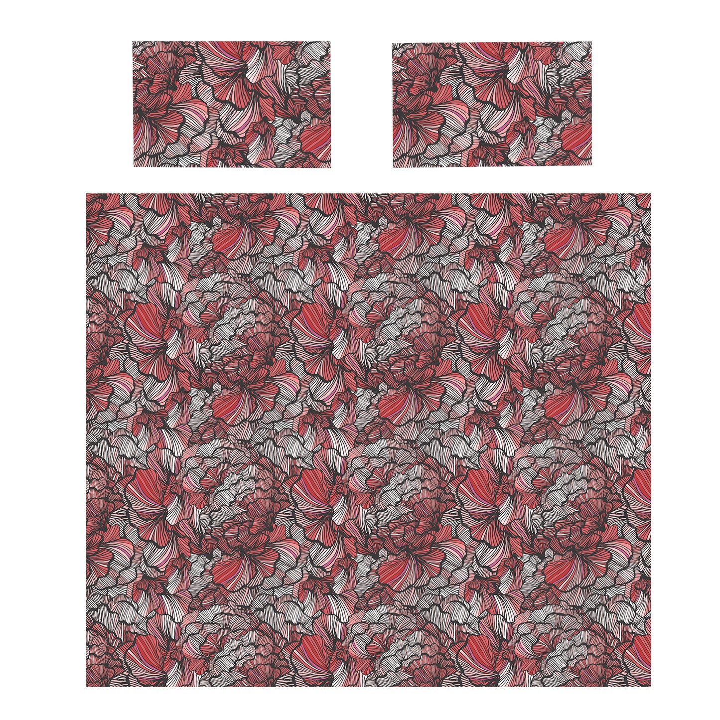 Vermilion Floral Veil Duvet Cover Set