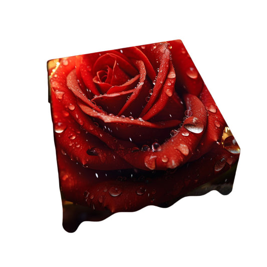 Vibrant Wet Rose Square Tablecloth