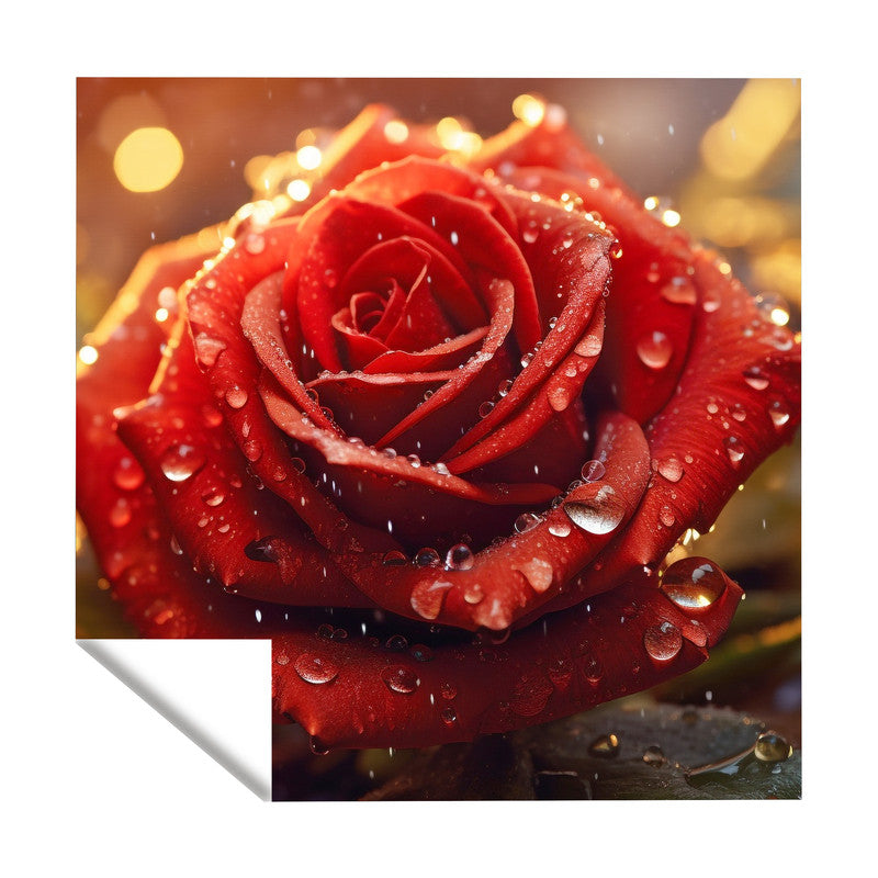 Vibrant Wet Rose Square Tablecloth