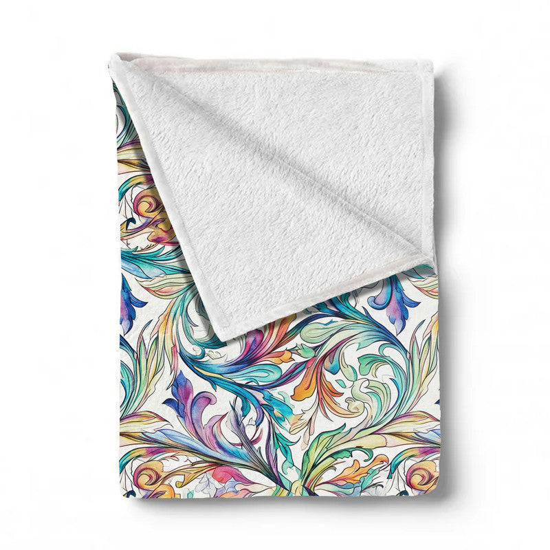 Vinatage Leaves Light Weight Fleece Blanket