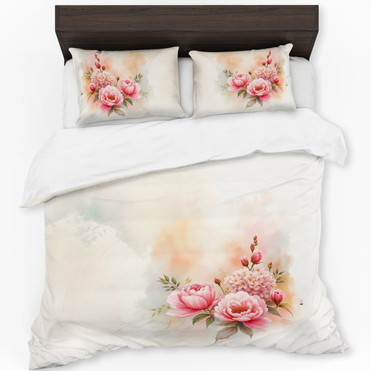 Vinatge Pink Peony Duvet Cover Set