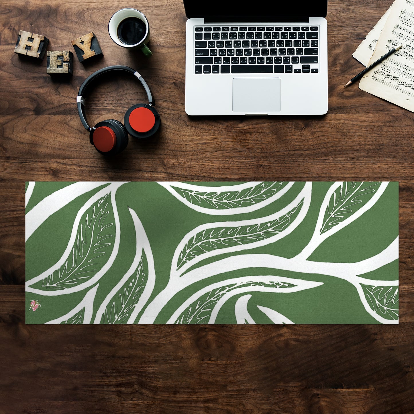 Vines on Olive Large Desk Pad by Fifo