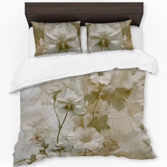 Vintage Aged Floral Duvet Cover Set