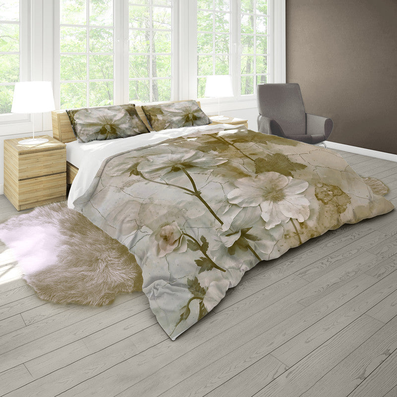 Vintage Aged Floral Duvet Cover Set