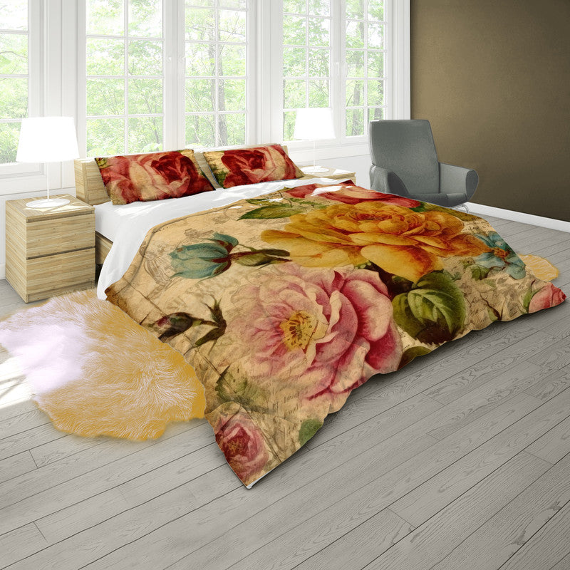 Vintage Antique Floral Duvet Cover Set