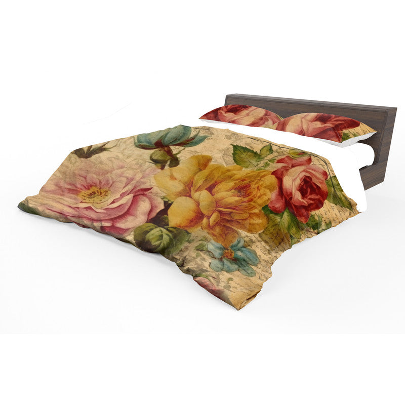 Vintage Antique Floral Duvet Cover Set