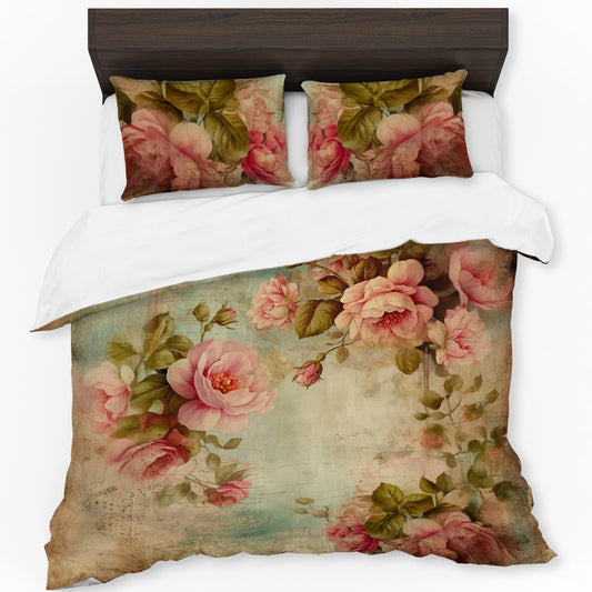 Vintage Floral Canvas of Time Duvet Cover Set