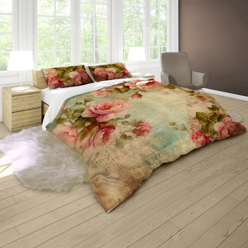 Vintage Floral Canvas of Time Duvet Cover Set