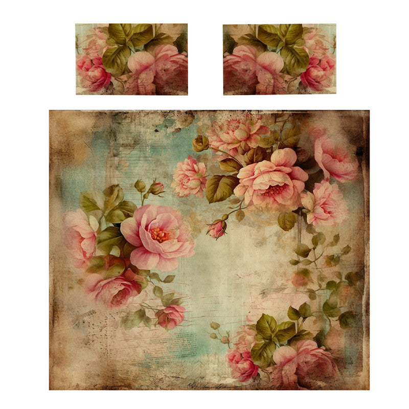 Vintage Floral Canvas of Time Duvet Cover Set